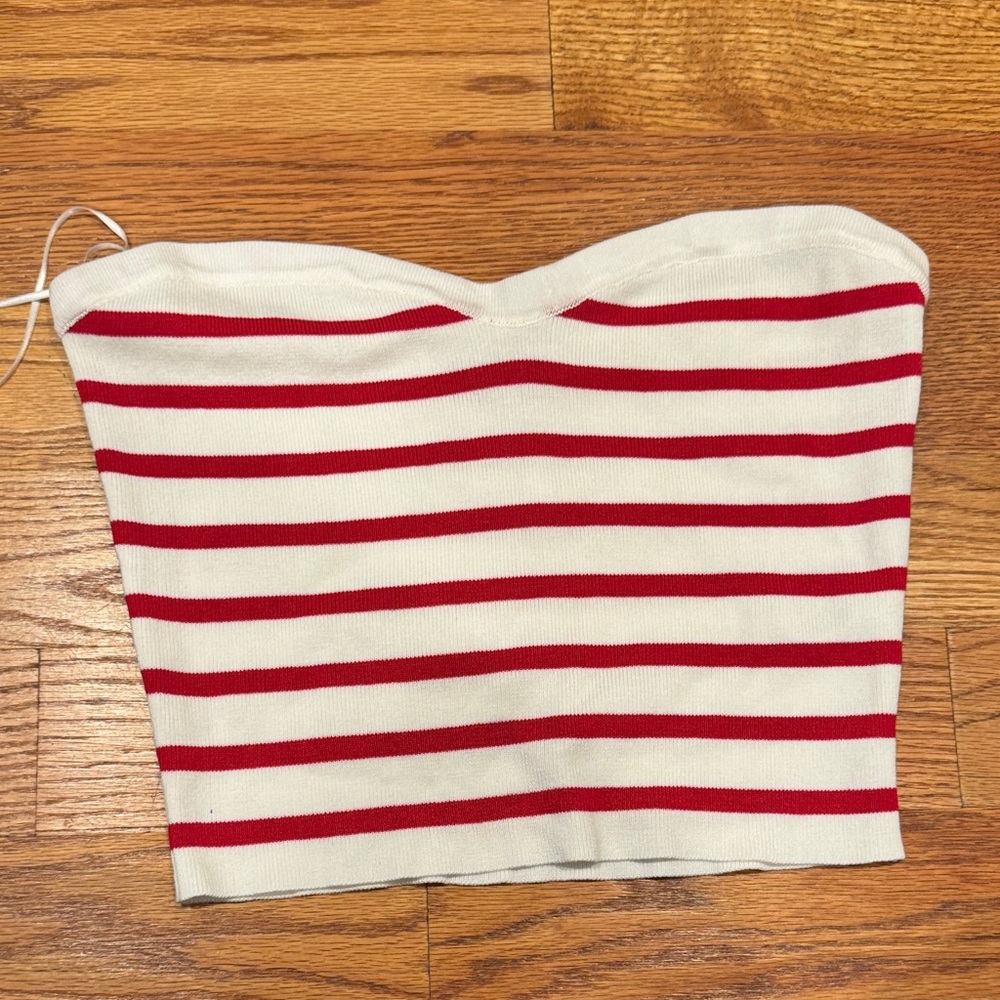 Red and White Striped Tube Top